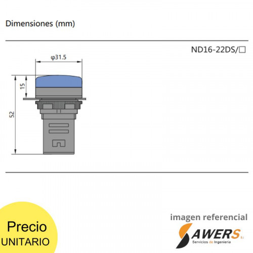 CHiNT ND16-22DS/2 Luz Piloto de Tablero 12V