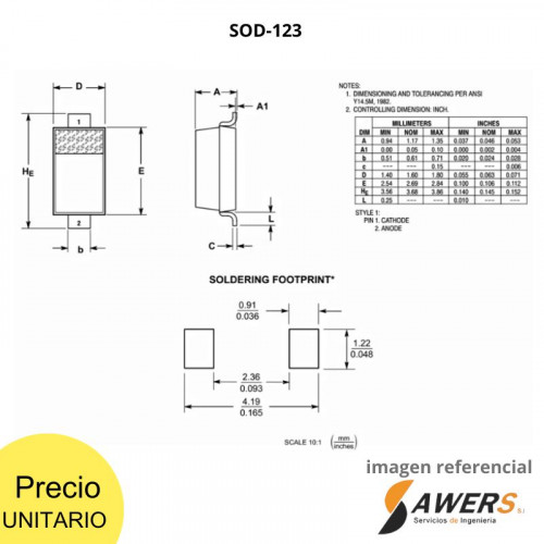 LBZT52C2V4T1G Diodo Zener 2.4V SOD-23