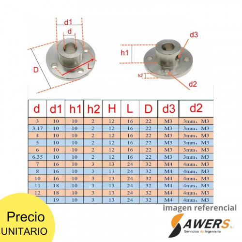 Acople de servomotor eje 8mm