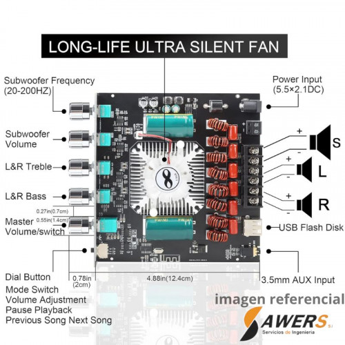 ZK-AS21 TPA3255 2.1 350W Amplificador de Audio
