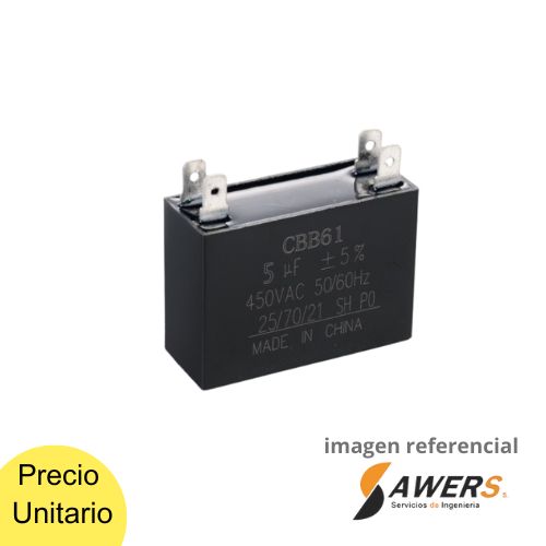 CBB61 2.5uf 450VAC Capacitor de arranque ventilador