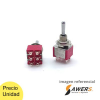 Mini Interruptor de Palanca de 3Posiciones ON-OFF-ON 6P 220V-2A Mini Interruptor de Palanca de 3Posiciones ON-OFF-ON 6P 220V-2A