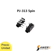 Conector auricular DIP PJ-313 3.5mm y 5P