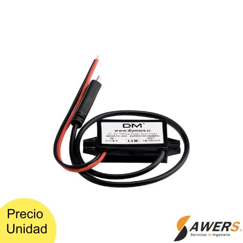 Convertidor 12v A 5v 3a 15w Con Salida Usb Tipo C Moto Auto