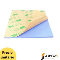 Pad Silicona Adhesiva Disipadora Termica Azul 100x100x3mm